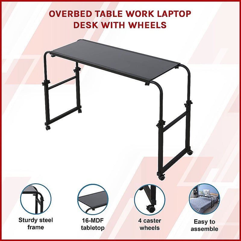Danoz Furniture - Overbed Table Work Laptop Desk with Wheels