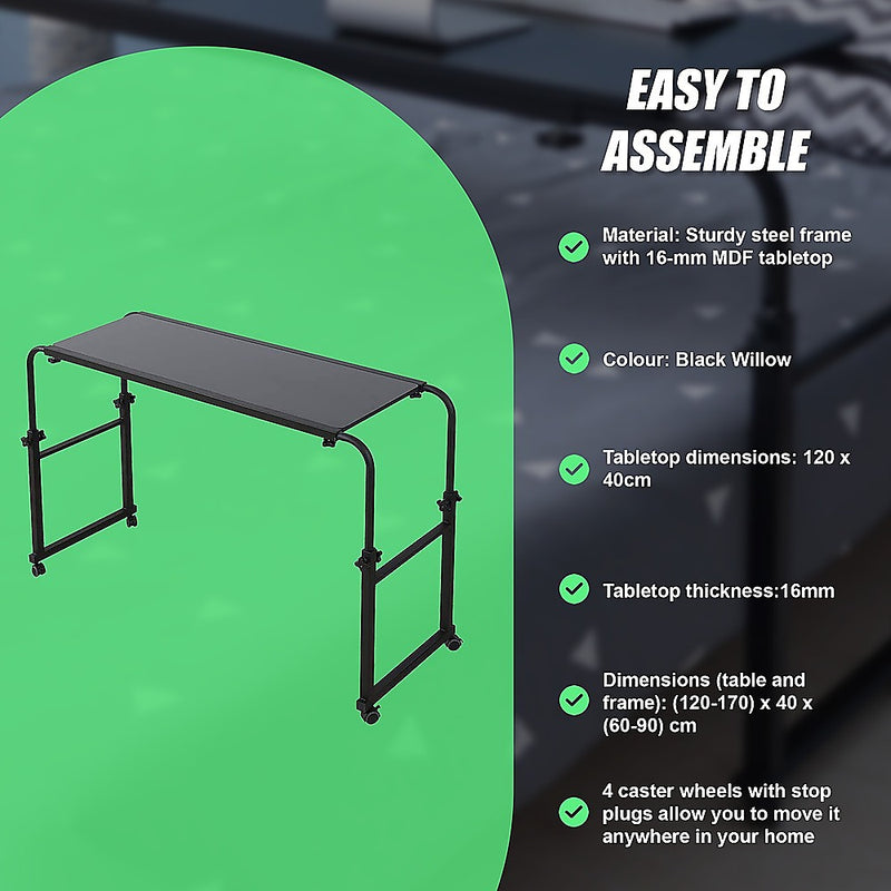 Danoz Furniture - Overbed Table Work Laptop Desk with Wheels