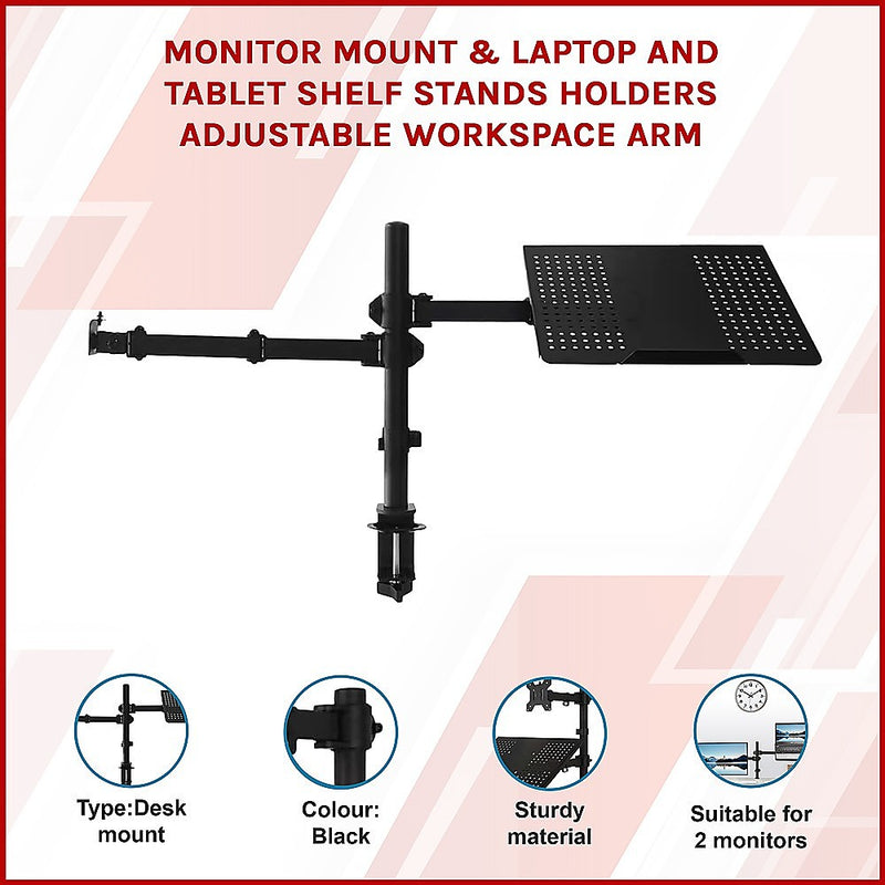 Danoz Smart - Monitor Mount & Laptop and Tablet Shelf Stands Holders Adjustable Workspace Arm