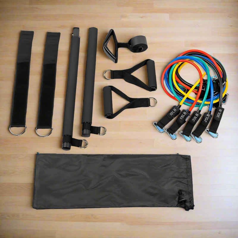 Danoz Direct - Exercise Pilates Bar Kit Resistance Bands Yoga Fitness Stretch Workout Gym