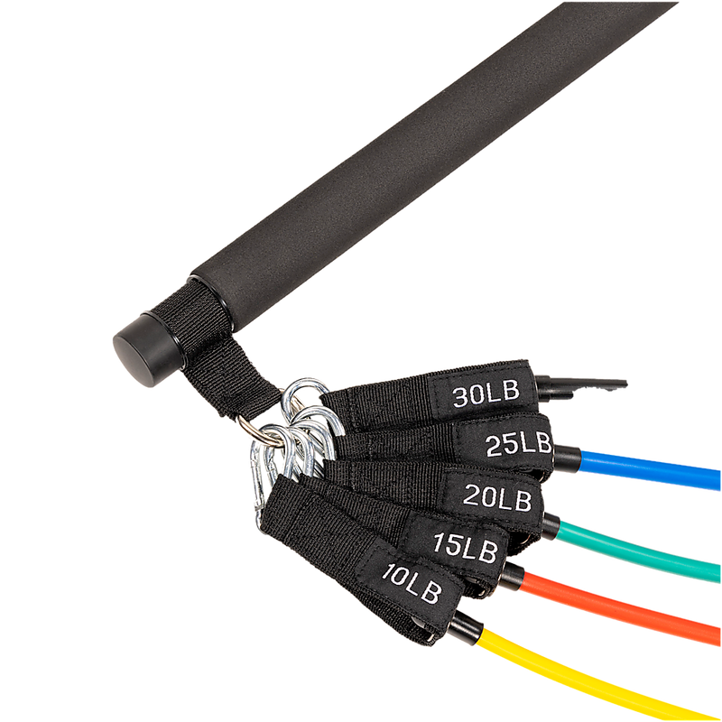 Danoz Direct - Exercise Pilates Bar Kit Resistance Bands Yoga Fitness Stretch Workout Gym