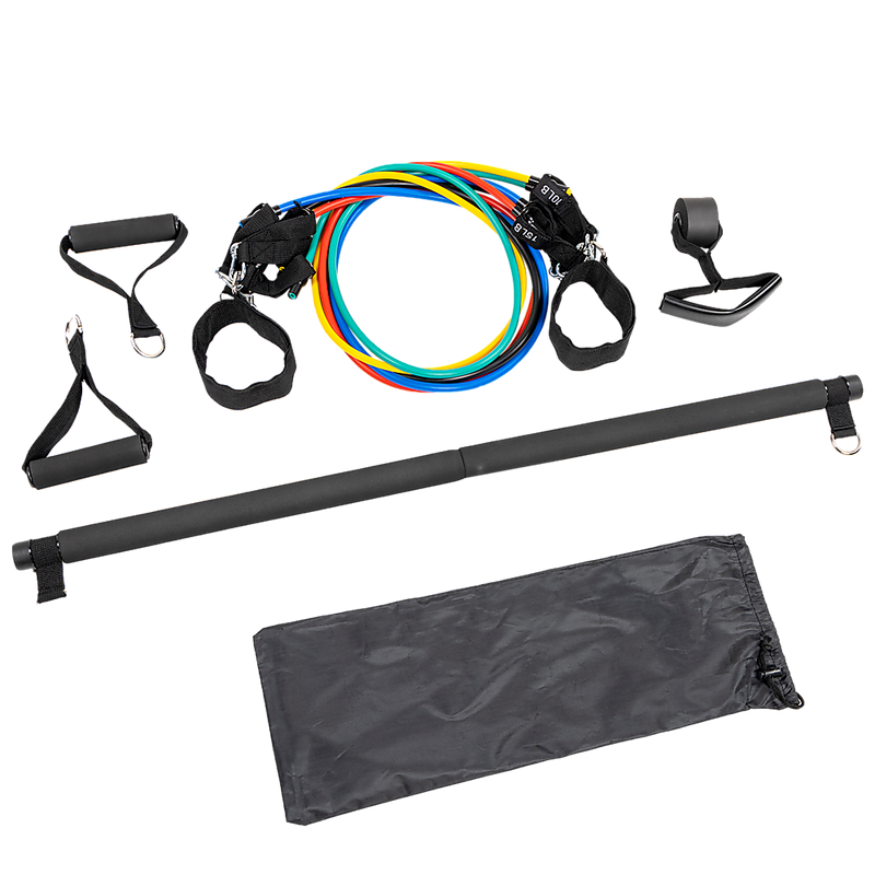 Danoz Direct - Exercise Pilates Bar Kit Resistance Bands Yoga Fitness Stretch Workout Gym