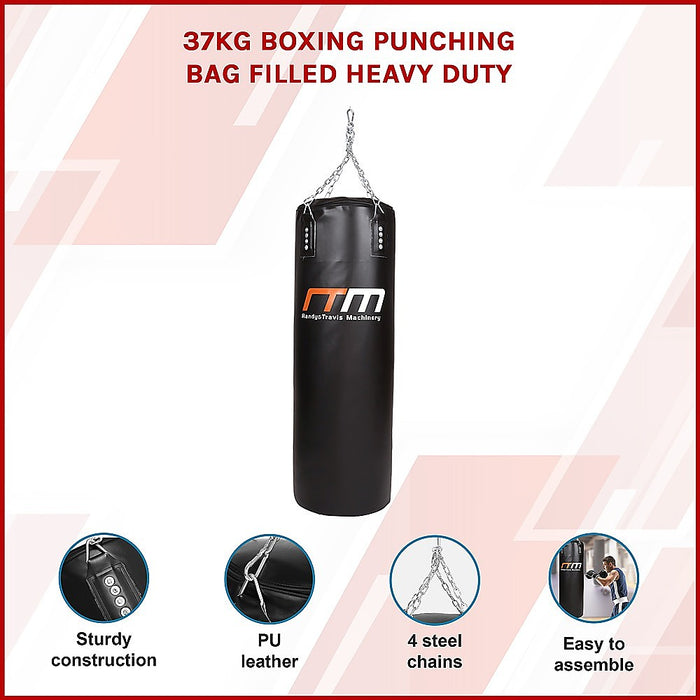 Danoz Fitness - 37kg Boxing Punching Bag Filled Heavy Duty - Incl. Delivery