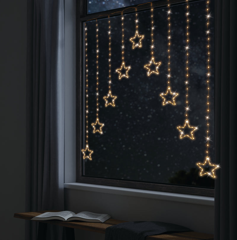 Danoz Xmas - LED Wire Star Curtain Gold Lights