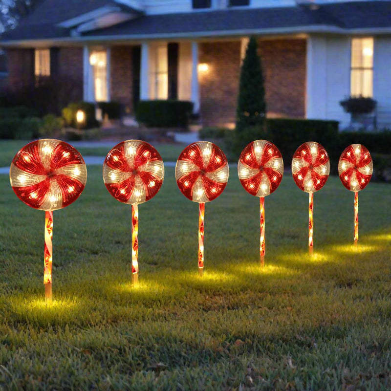Danoz Xmas - Jumbo Lollipop Path Lights 6pk Flash
