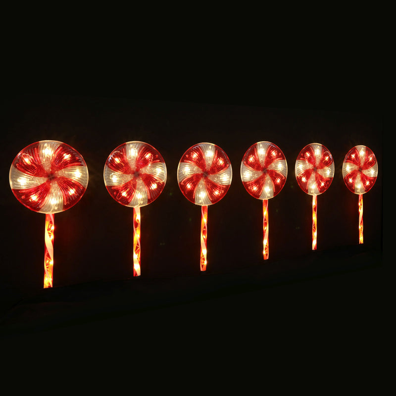 Danoz Xmas - Jumbo Lollipop Path Lights 6pk Flash