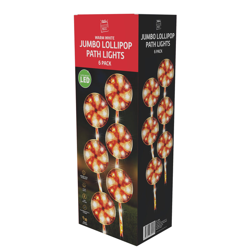 Danoz Xmas - Jumbo Lollipop Path Lights 6pk Flash
