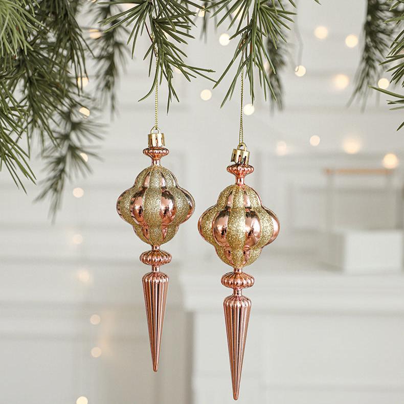 Danoz Xmas🎅 Set of 10 Christmas Ornaments -Gold & Rose Gold Holiday Tree Decorations