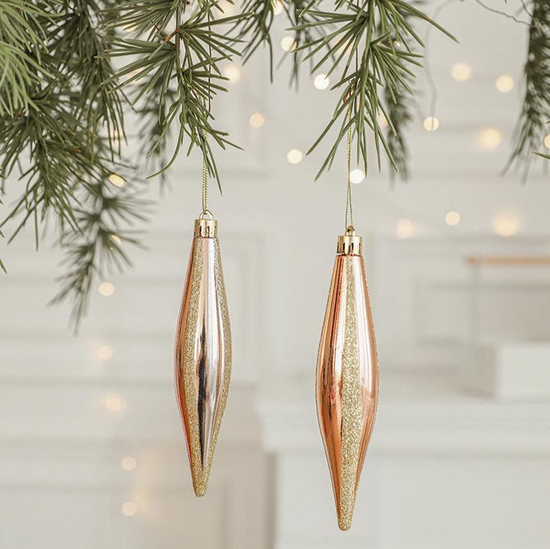 Danoz Xmas🎅 Set of 10 Christmas Ornaments -Gold & Rose Gold Holiday Tree Decorations