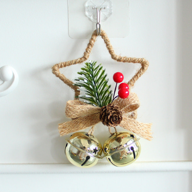 Danoz Xmas🎅 Rustic Christmas Star Ornament with Pinecone, Berries, and Bells - Holiday Home Decor (10 pieces)