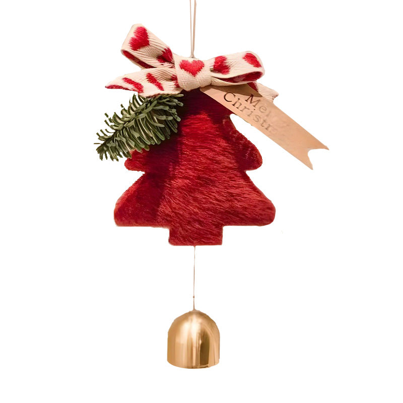 Danoz Xmas🎅 Red Velvet Christmas Tree Ornament with Ribbon and Bell - Festive Holiday Decoration 5 pieces