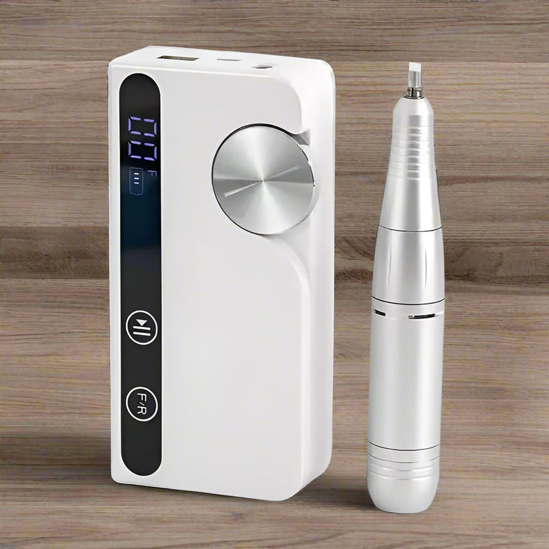 Danoz Direct - White Portable Rechargeable Electric Nail Drill - Professional Nail Polishing Machine for Beauty Salons