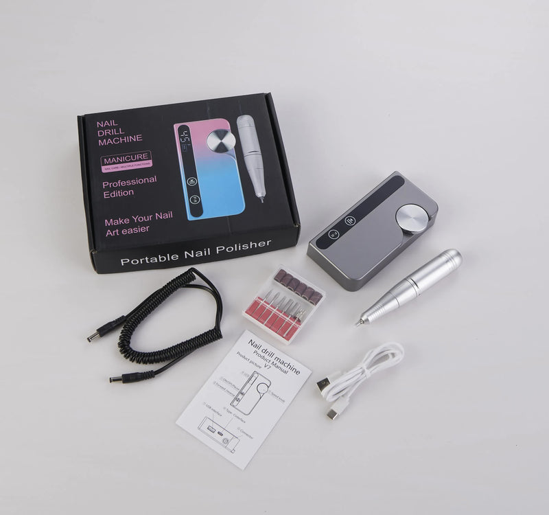 Danoz Direct - White Portable Rechargeable Electric Nail Drill - Professional Nail Polishing Machine for Beauty Salons