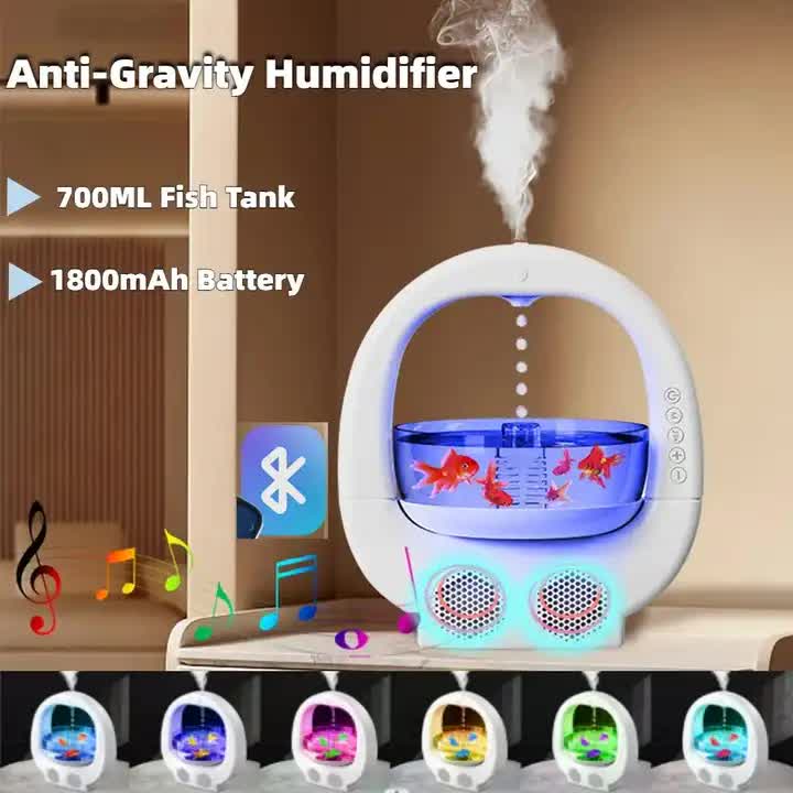 Danoz Direct - Pink 3 In 1 Anti-Gravity Humidifier Multifunctional Aromatherapy Machine Bluetooth-compatible Speaker Fish Tank Ambient Light