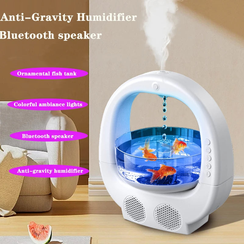 Danoz Direct - Pink 3 In 1 Anti-Gravity Humidifier Multifunctional Aromatherapy Machine Bluetooth-compatible Speaker Fish Tank Ambient Light