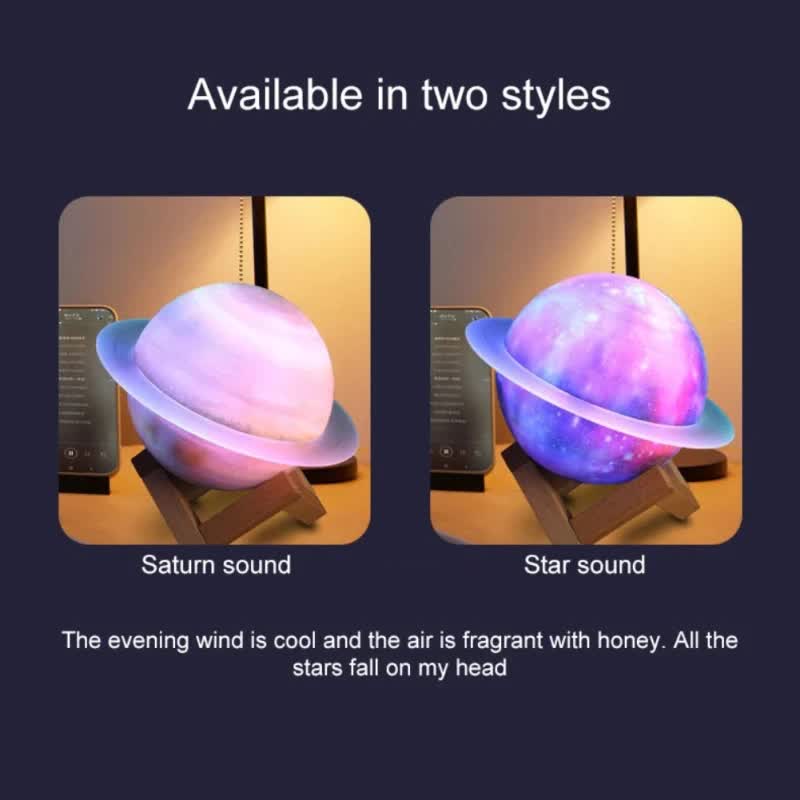 Danoz Direct - Purle And Blue 3D Saturn Ring Bluetooth Speaker with Adjustable LED Lights, HiFi Bass, USB Charging, and Immersive Sound for Home and Desktop Use