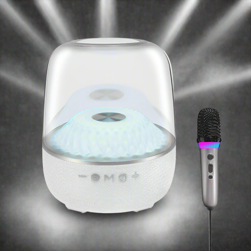 Danoz Direct - LP90 White 360° Bluetooth Home Theater Speaker With One Microphone - LED Light Effect, 120W Surround Sound