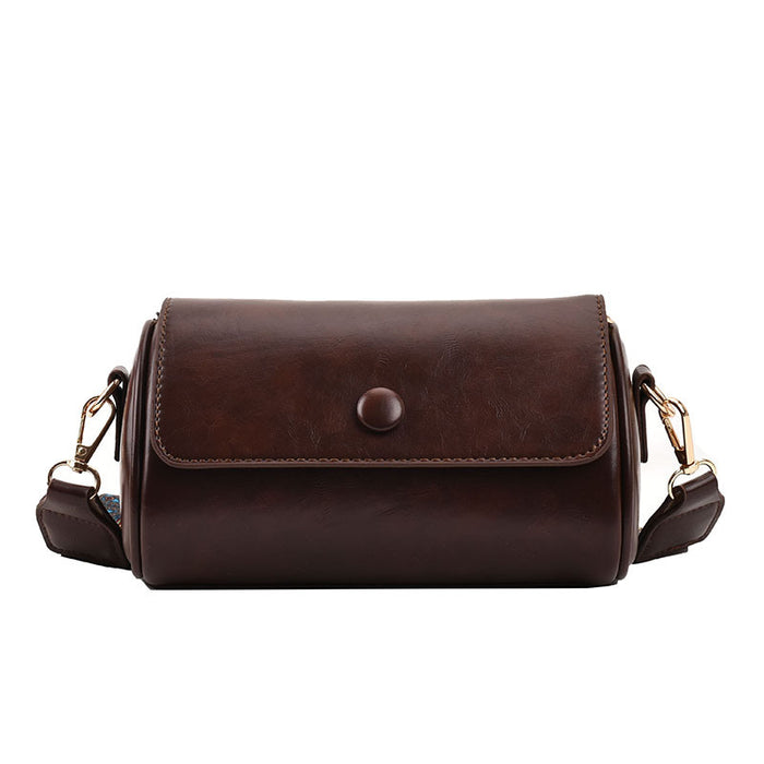 Danoz Fashion - Coffee Vintage PU Leather Shoulder Bag with Adjustable Strap - Compact and Stylish