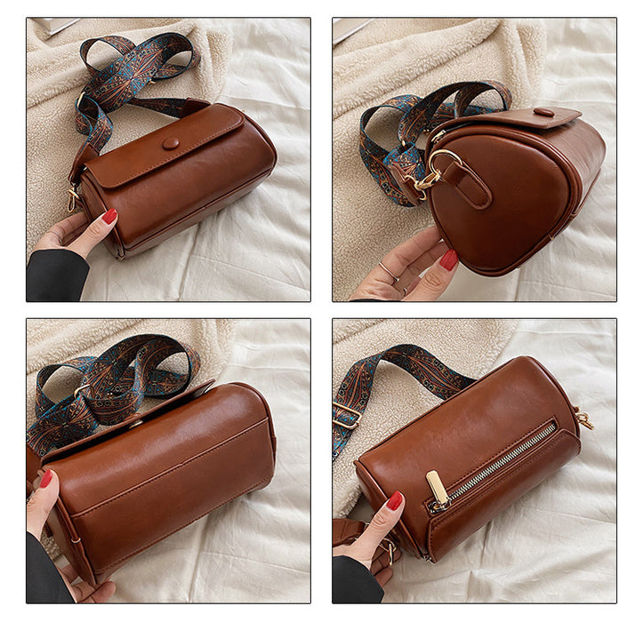 Danoz Fashion - Coffee Vintage PU Leather Shoulder Bag with Adjustable Strap - Compact and Stylish