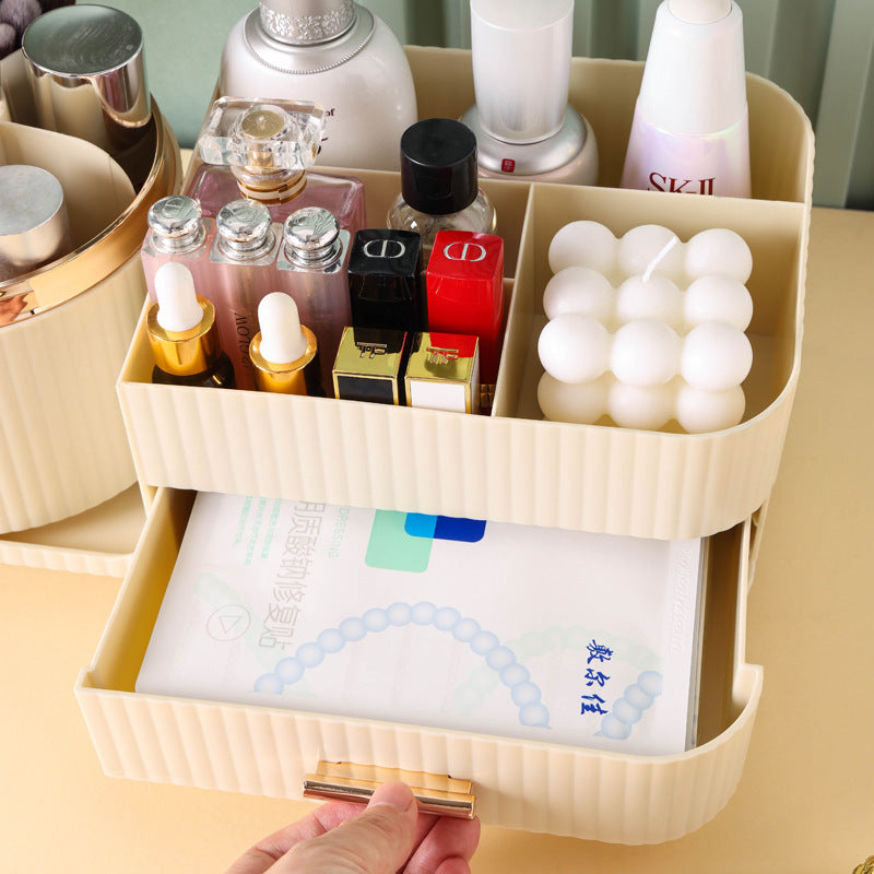 Danoz Beauty - White Rotating Makeup Organizer Box - Multi-Compartment Cosmetic Storage