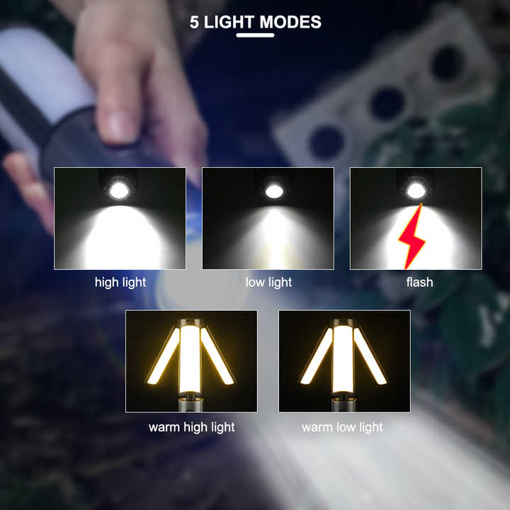 Danoz Camping - Multifunctional Telescopic Camping Lantern – Portable LED Light with Adjustable Height and USB-C Charging (Up to 51.8 cm)