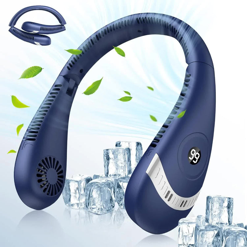 Danoz Smart - Dark Blue Rechargeable 5000mAh Portable Neck Fan with 3-Speed Settings