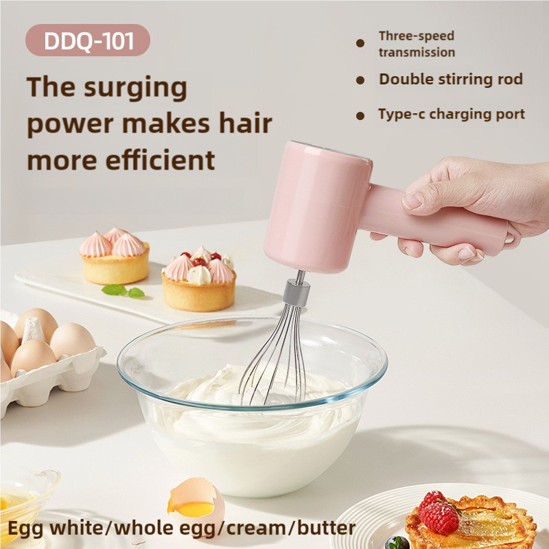 Danoz Kitchen - Portable Electric Mixer, Blender, Egg Beater with 3-Speed Adjustment, Dual Whisks, and Type-C Charging
