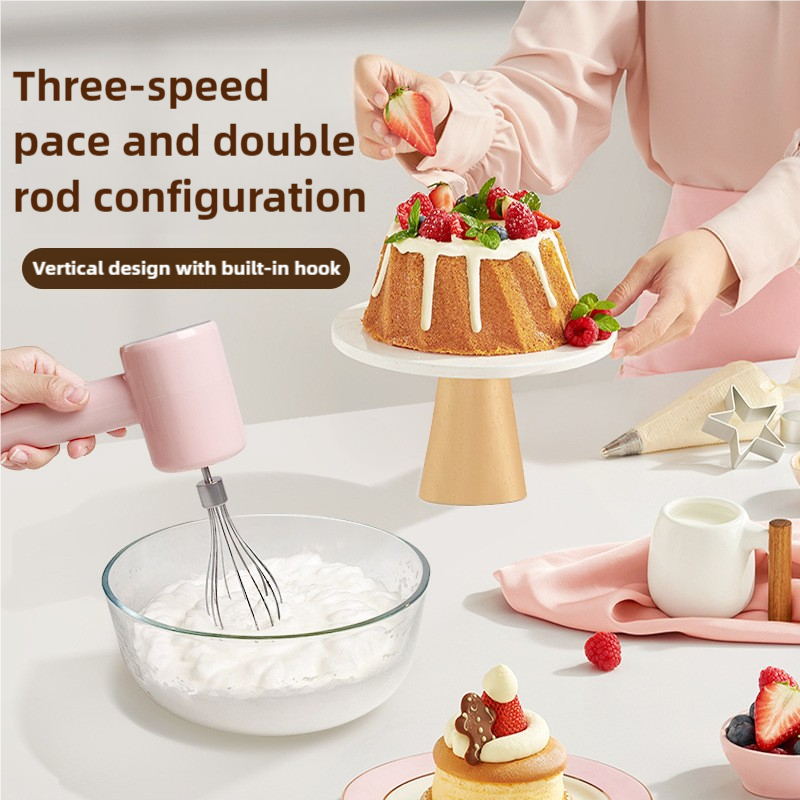 Danoz Kitchen - Portable Electric Mixer, Blender, Egg Beater with 3-Speed Adjustment, Dual Whisks, and Type-C Charging