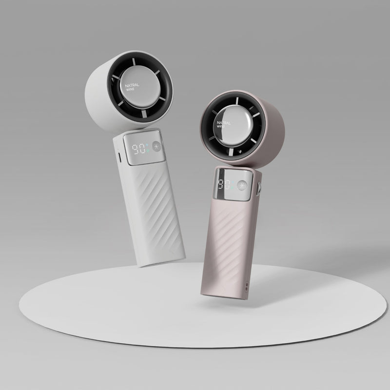 Danoz Smart - Blue Portable Turbo Handheld USB Rechargeable Fan with Digital Speed Display - High-Speed Cooling Fan for Outdoor Use