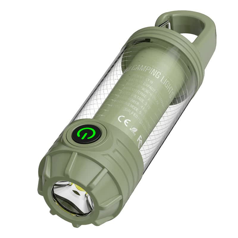 Danoz Camping - Green Portable Outdoor Camping Light with 6 Modes & Keychain Hook - Multi-Source Mini Flashlight, IPX4 Waterproof - Buy 1 Get 1 Free!