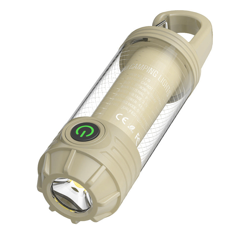 Danoz Camping - Khaki Portable Outdoor Camping Light with 6 Modes & Keychain Hook - Multi-Source Mini Flashlight, IPX4 Waterproof - Buy 1 Get 1 Free!