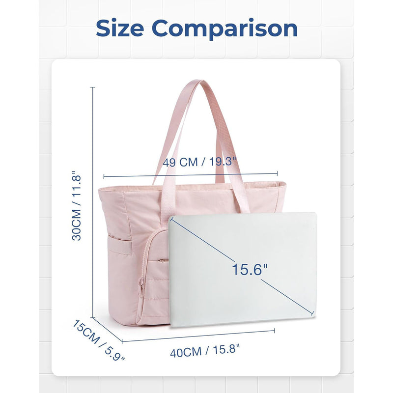 Danoz Fashion - Beige Versatile Women's Gym Tote Bag with Yoga Mat Strap - 18L Carryall, Fits 15.6 Laptop, Multi-Pocket Organizer