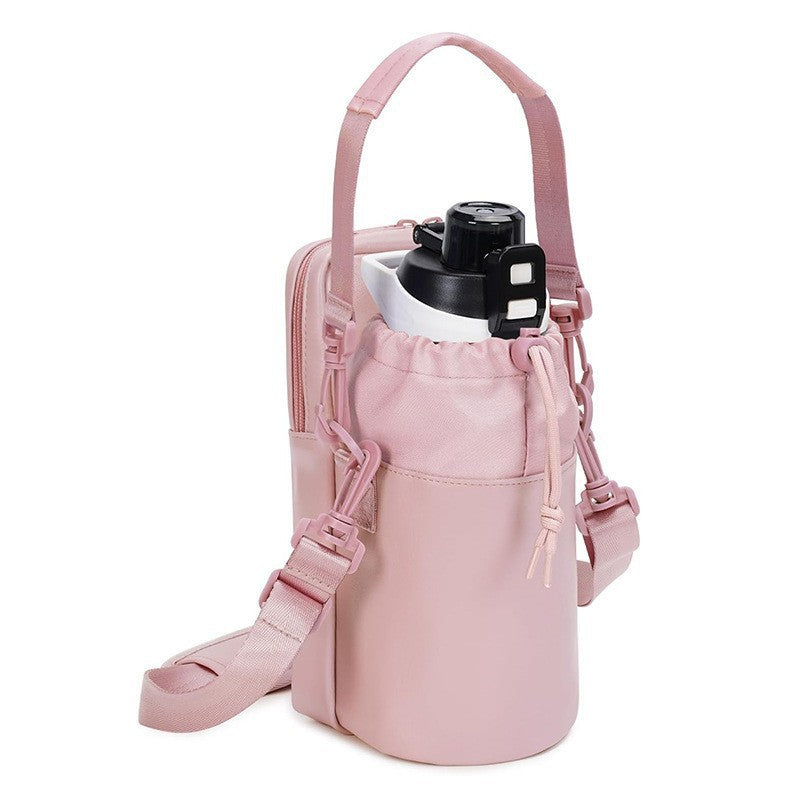 Danoz Fashion - Pink Stylish Water Bottle Carrier Bag with Phone Pocket, Key Clip & Adjustable Strap - Crossbody Sling Holder