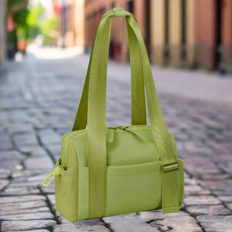 Danoz Fashion - Stylish Green Mini Gym Bag & Travel Tote - Compact Duffel with Wet Pocket, Luggage Sleeve & Multiple Compartments