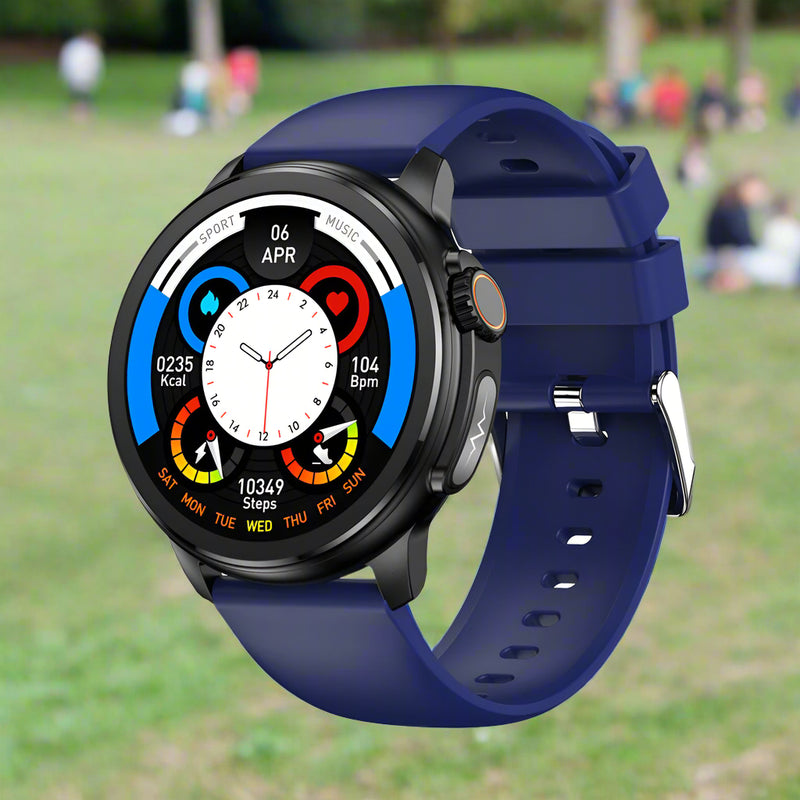 Danoz Smart - Blue Round 1.3 Touch Screen Smartwatch with Heart Rate & Fitness Tracking"