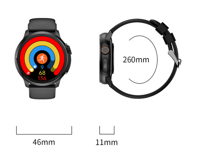 Danoz Smart - Red Round 1.3 Touch Screen Smartwatch with Heart Rate & Fitness Tracking"