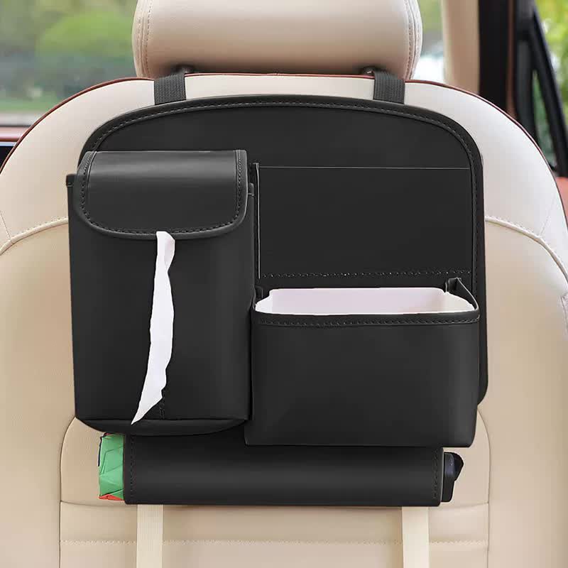 Danoz Direct - Car Seat Back Organizer with Practical design-Multi-Pocket Storage for Tissues and Gadgets-Black