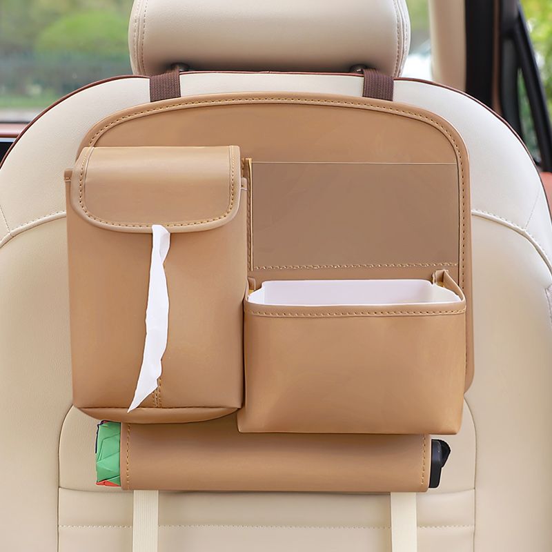 Danoz Direct - Car Seat Back Organizer with Practical design-Multi-Pocket Storage for Tissues and Gadgets-Brown