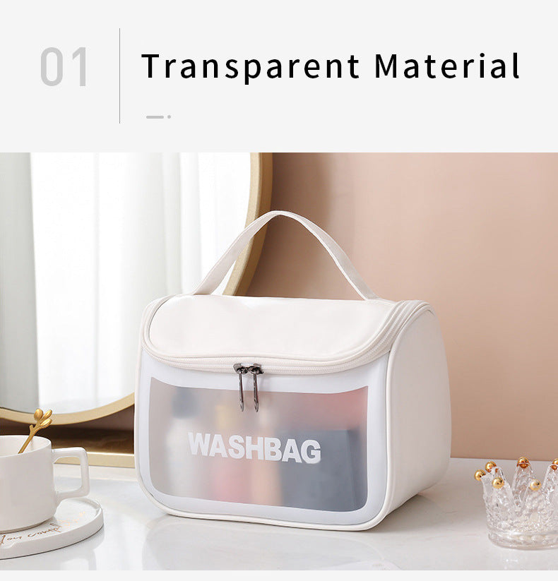 Danoz Fashion - PVC Transparent Cosmetic Bag,Waterproof Portable Travel Organizer with Handle(Black)