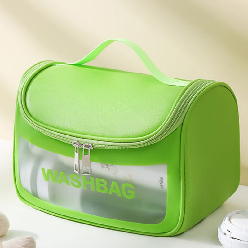 Danoz Fashion - PVC Transparent Cosmetic Bag,Waterproof Portable Travel Organizer with Handle(Green)