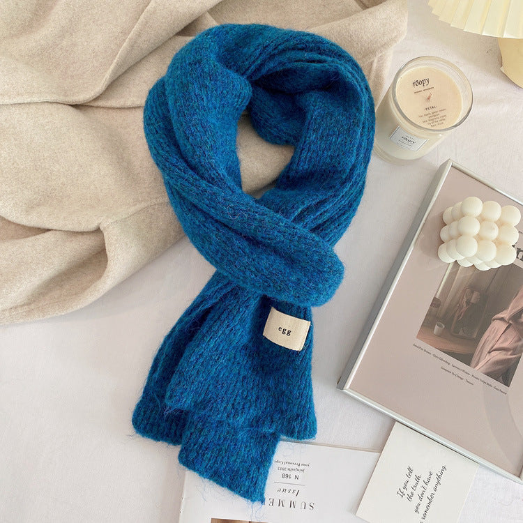 Danoz Fashion - Blue Cozy Knit Scarf - Soft Wool-Blend Winter Neck Wrap, Warm and Stylish