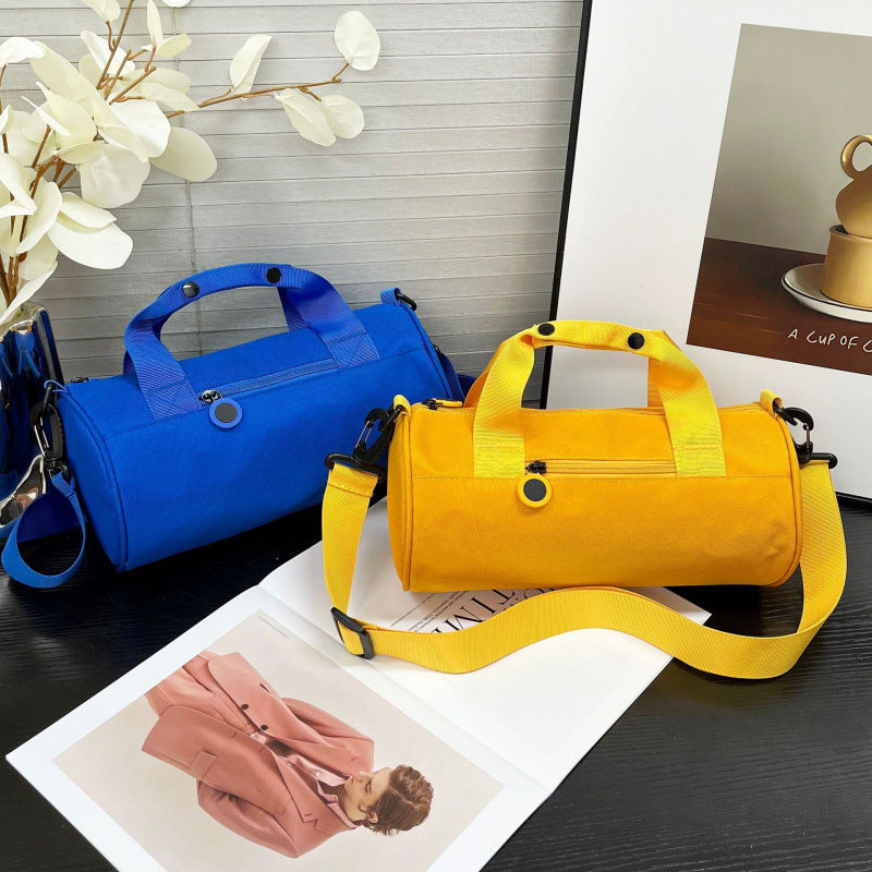 Danoz Fashion - Waterproof Oxford Cylindrical Travel Bag - Large Capacity Handbag with Shoulder Strap(Blue)