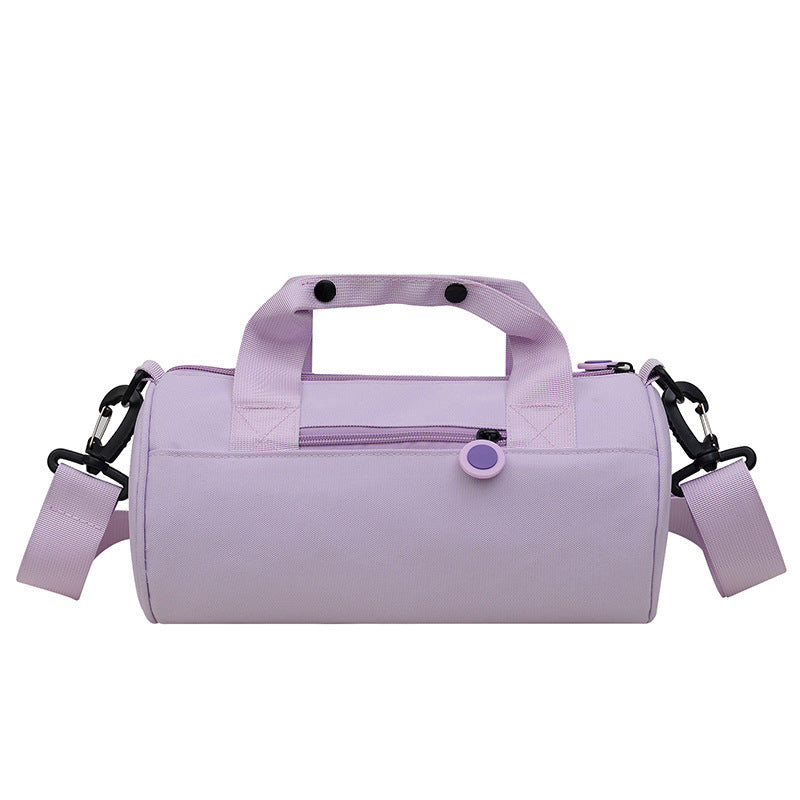 Danoz Fashion - Waterproof Oxford Cylindrical Travel Bag - Large Capacity Handbag with Shoulder Strap(Light Purple)