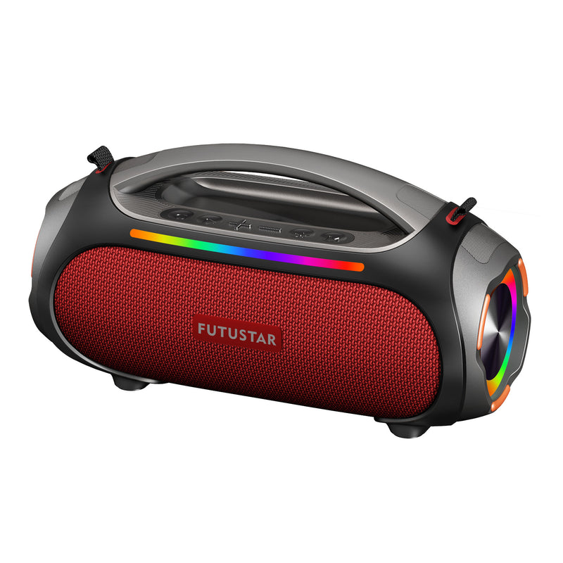 Danoz Direct - Portable Bluetooth 5.3 Speaker - 60W Powerful Sound, RGB Lights, Multiple Inputs(Red)