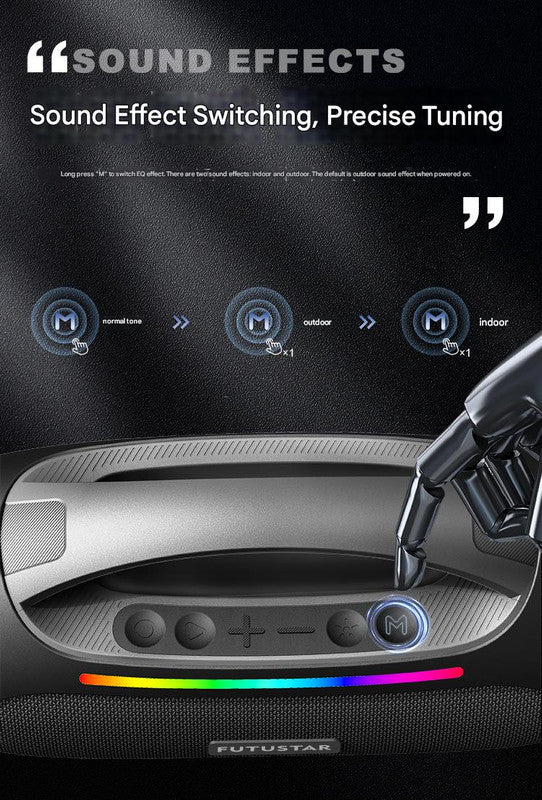 Danoz Direct - Portable Bluetooth 5.3 Speaker - 60W Powerful Sound, RGB Lights, Multiple Inputs(Blue)