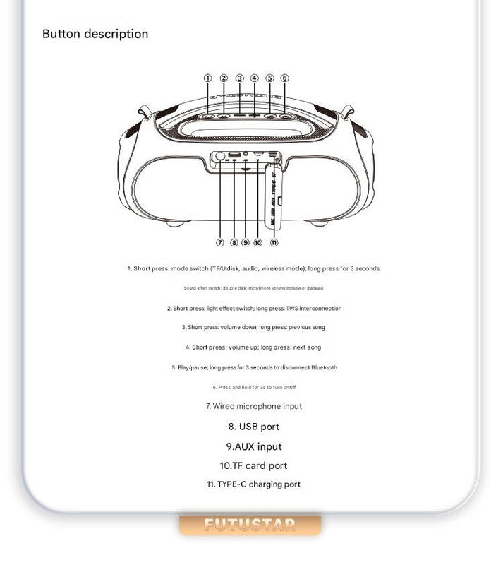 Danoz Direct - Portable Bluetooth 5.3 Speaker - 60W Powerful Sound, RGB Lights, Multiple Inputs(Blue)