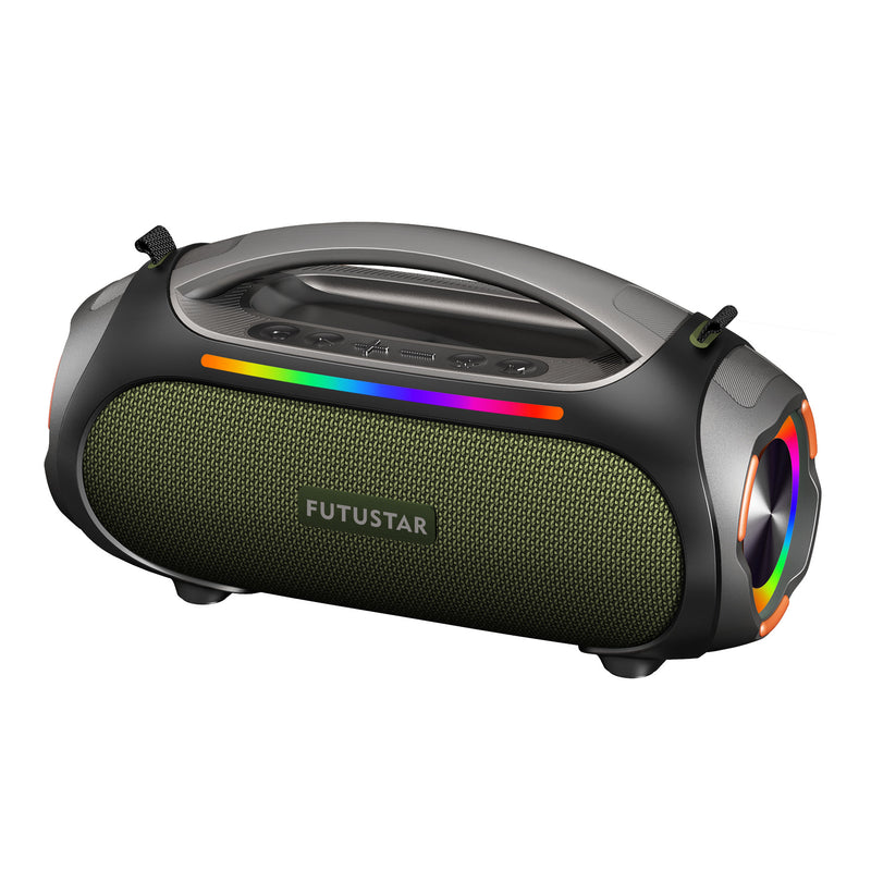 Danoz Direct - Portable Bluetooth 5.3 Speaker - 60W Powerful Sound, RGB Lights, Multiple Inputs(Green)