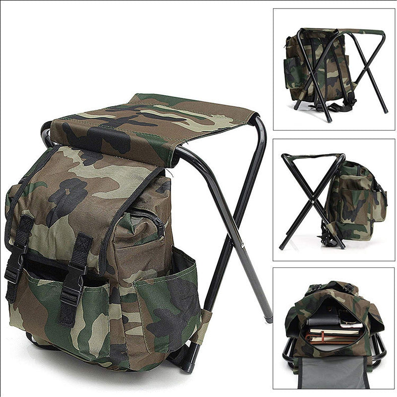 Danoz Outdoors - Folding Camo Backpack Stool - Portable Chair for Camping & Fishing
