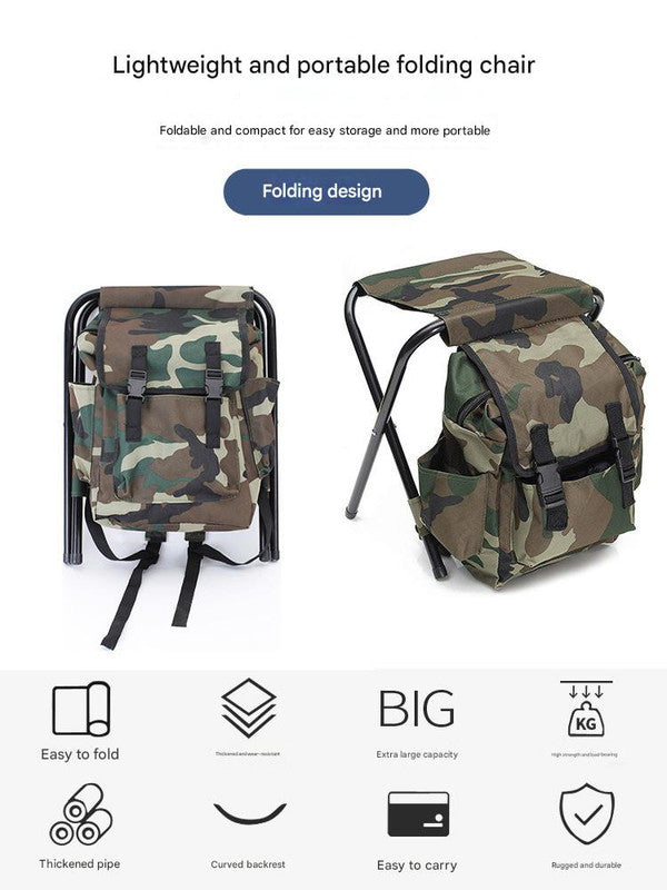 Danoz Outdoors - Folding Camo Backpack Stool - Portable Chair for Camping & Fishing