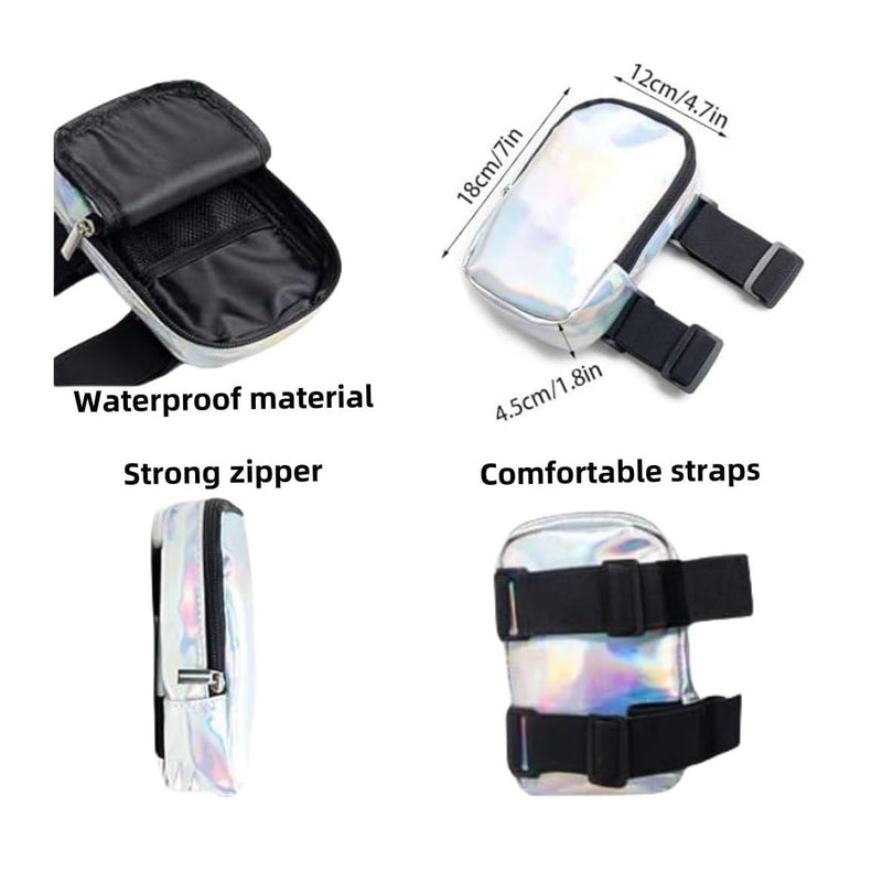 Danoz Fashion - Pink Shiny Holographic Thigh Holster Bag - Hands-Free Festival & Hiking Gear